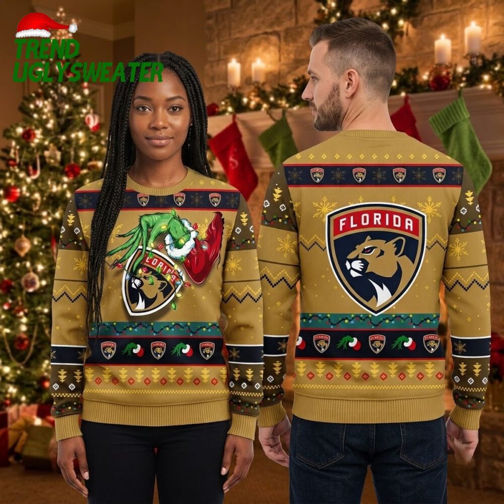 nhl florida panthers ugly sweater the hand of grinch ugly christmas sweater