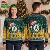 Oakland Athletics Santa Hat Logo Custom Name Ugly Christmas Sweater 1 oakland athletics santa hat logo custom name ugly christmas sweater