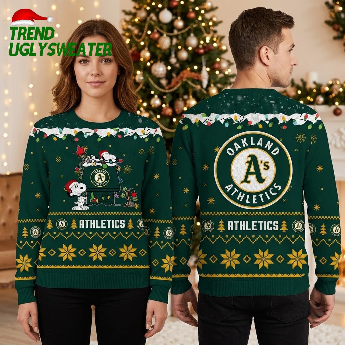 oakland athletics snoopy christmas lights ugly christmas sweater oakland athletics snoopy christmas lights ugly christmas sweater