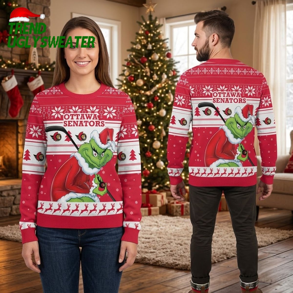 ottawa senators grinch hockey stick ugly christmas sweater ottawa senators grinch hockey stick ugly christmas sweater