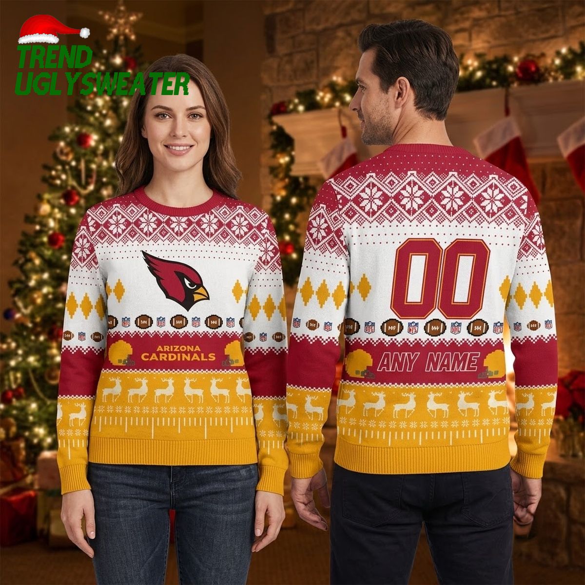 personalized arizona cardinals football field custom name and number ugly christmas sweate personalized arizona cardinals football field custom name and number ugly christmas sweate