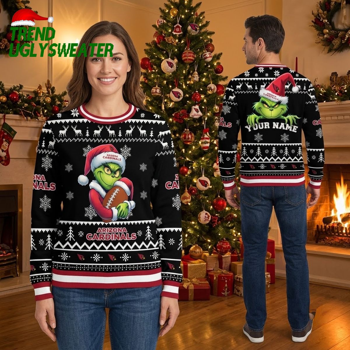 personalized arizona cardinals grinch football custom name ugly christmas sweater personalized arizona cardinals grinch football custom name ugly christmas sweater
