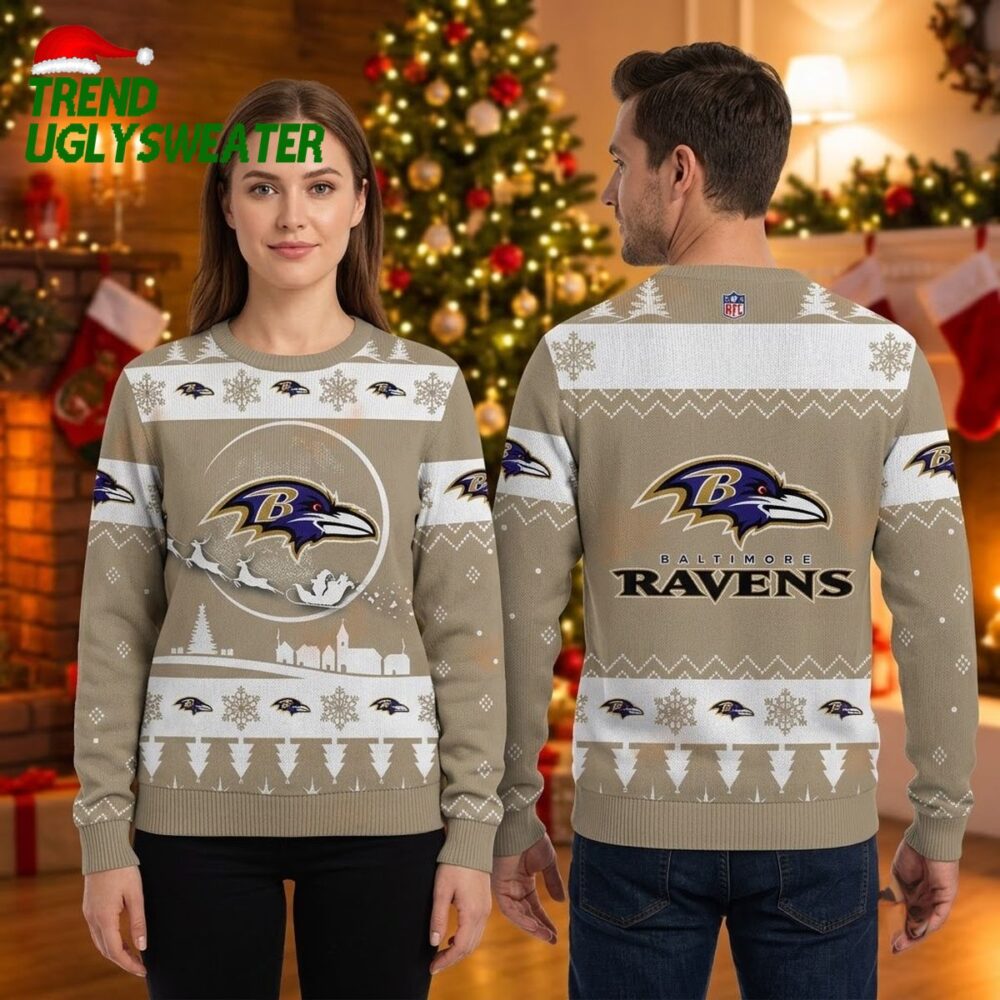 personalized baltimore ravens santa sleigh custom name ravens fan holiday gift ugly christ