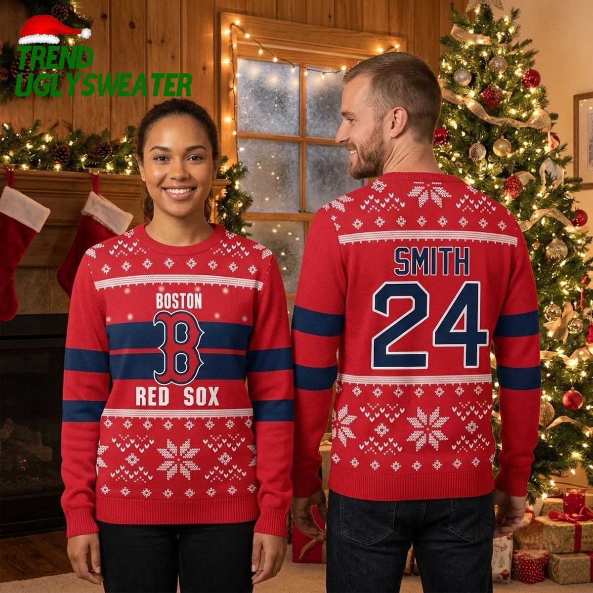 personalized boston red sox logo custom name and number christmas snowflake pattern ugly c personalized boston red sox logo custom name and number christmas snowflake pattern ugly c