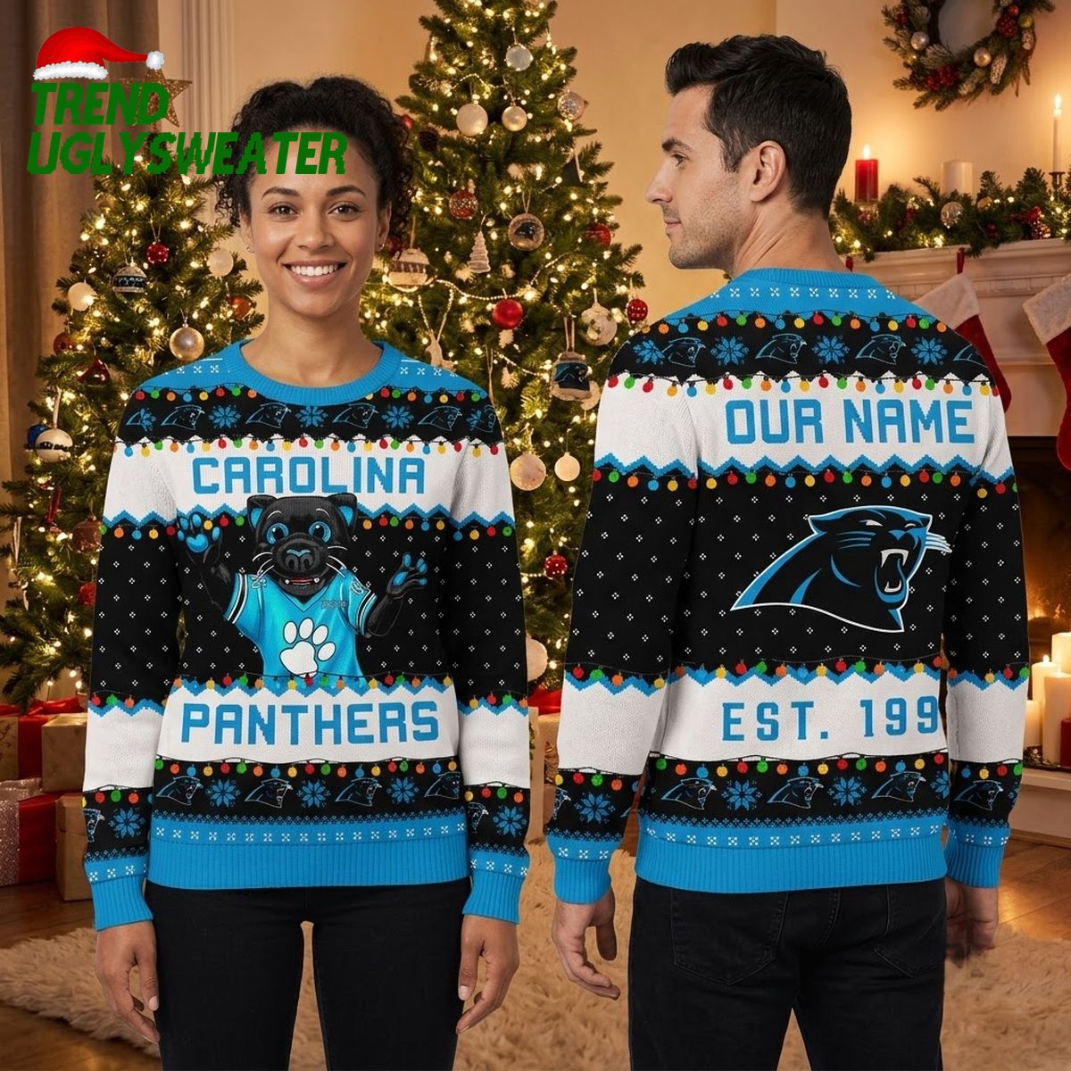personalized carolina panthers pug custom name ugly christmas sweater personalized carolina panthers pug custom name ugly christmas sweater