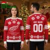 Personalized Detroit Red Wings Snowflake Custom Name And Number Ugly Christmas Sweater 1 personalized detroit red wings snowflake custom name and number ugly christmas sweater