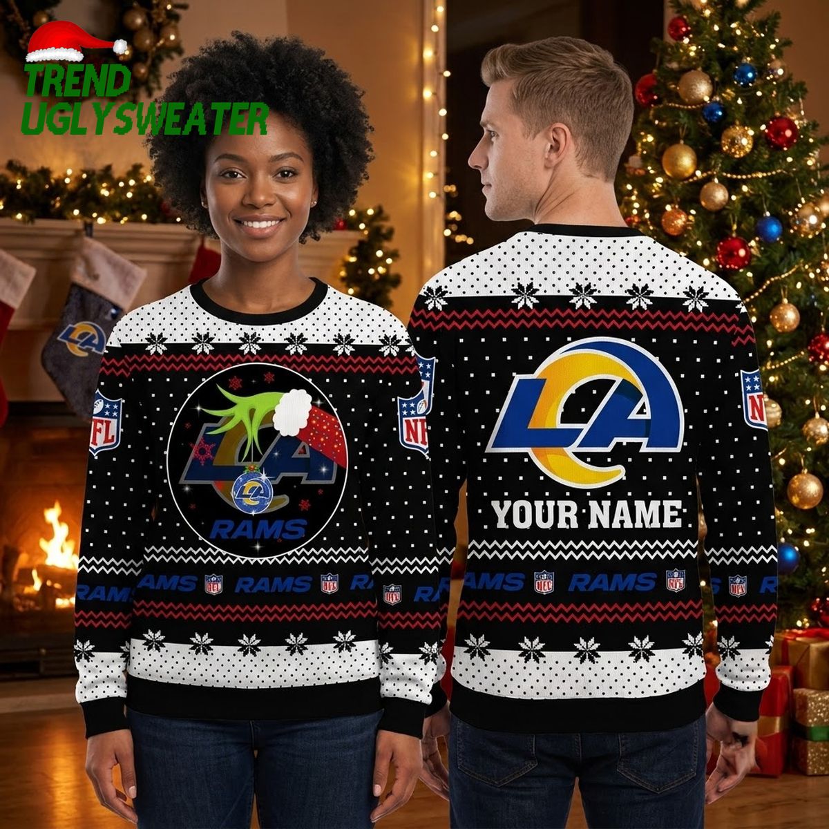 personalized los angeles rams grinch hand custom name ugly christmas sweater personalized los angeles rams grinch hand custom name ugly christmas sweater