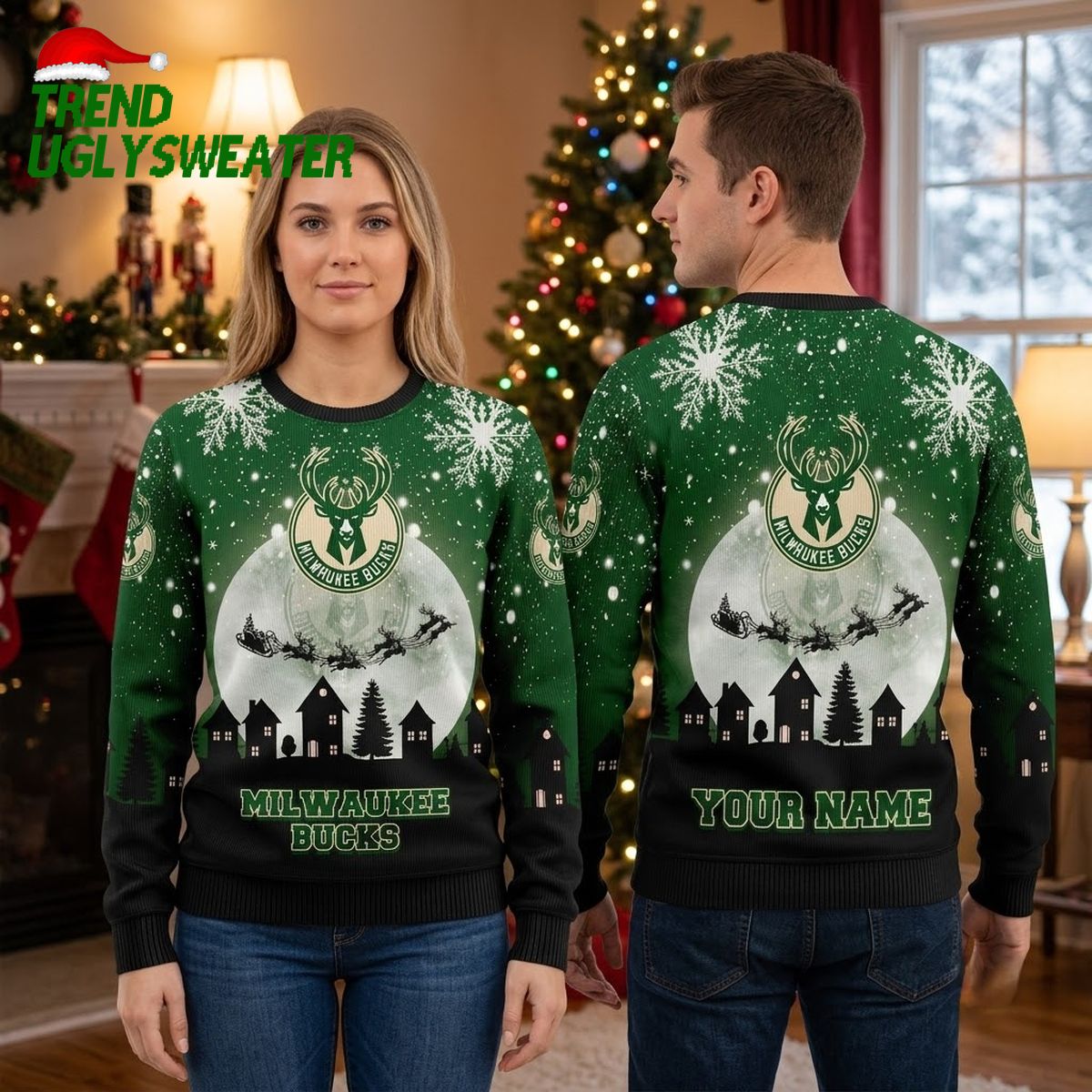personalized milwaukee bucks sleigh ride custom name ugly christmas sweater personalized milwaukee bucks sleigh ride custom name ugly christmas sweater