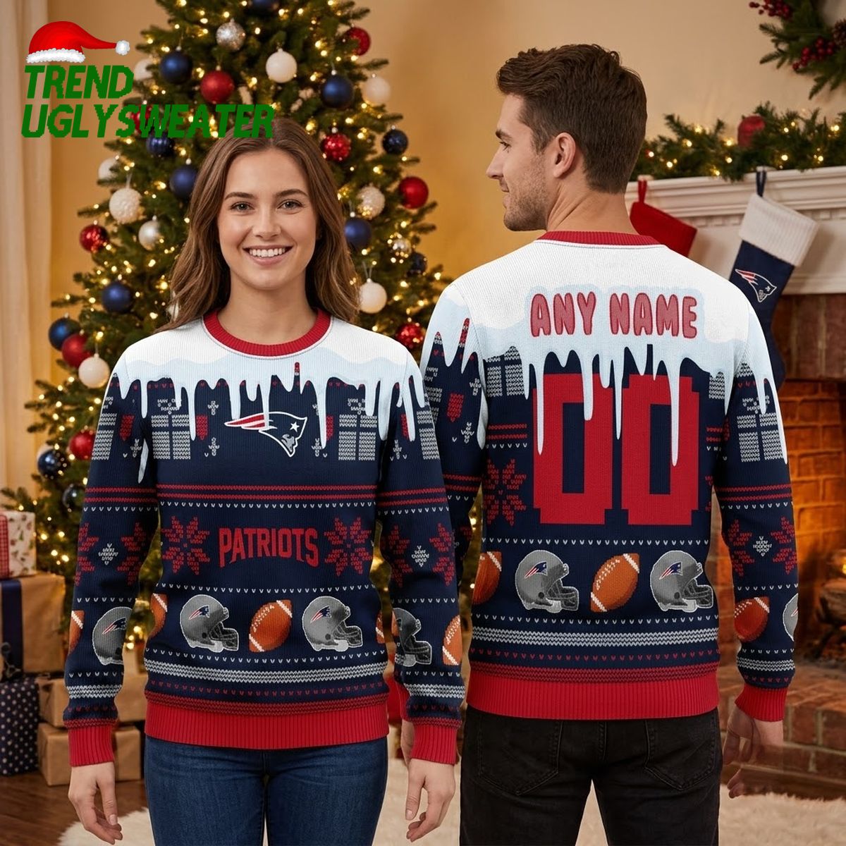 personalized new england patriots icicle logo custom name and number ugly christmas sweate personalized new england patriots icicle logo custom name and number ugly christmas sweate