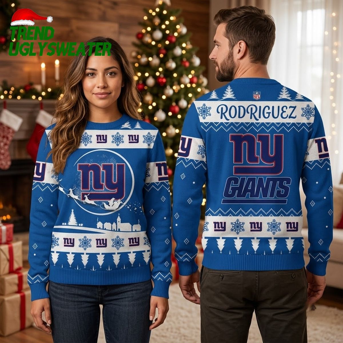 personalized new york giants santa sleigh custom name ugly christmas sweater personalized new york giants santa sleigh custom name ugly christmas sweater