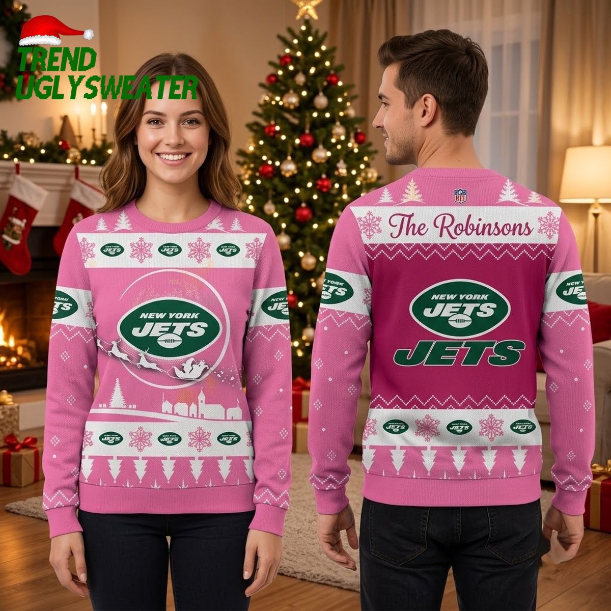 personalized new york jets snowflake custom name ugly christmas sweater personalized new york jets snowflake custom name ugly christmas sweater