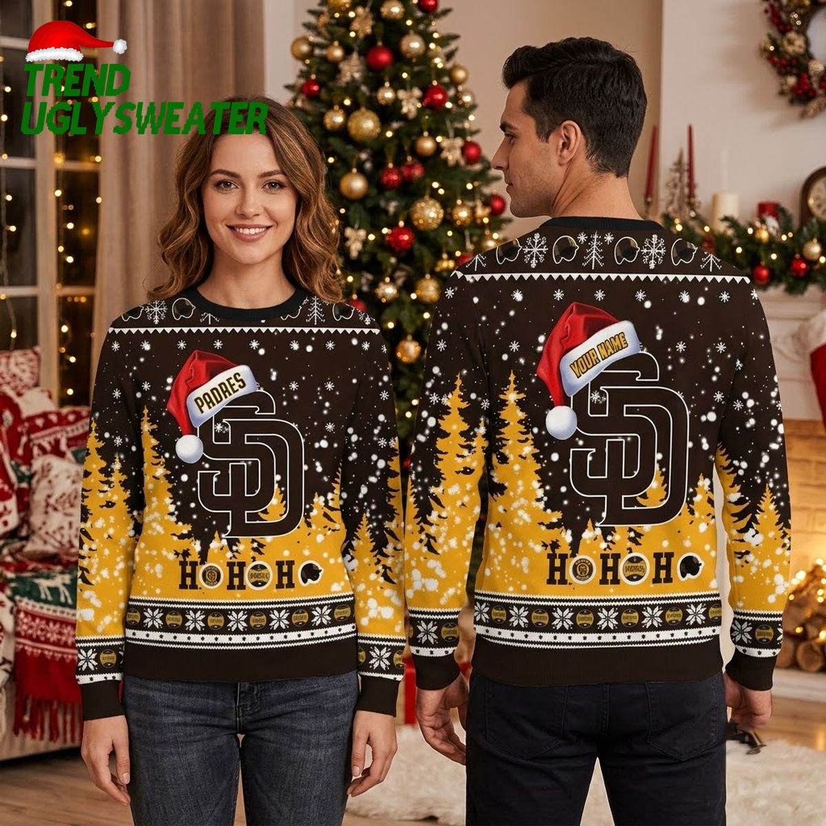 personalized san diego padres santa hat sd logo ugly christmas sweater personalized san diego padres santa hat sd logo ugly christmas sweater