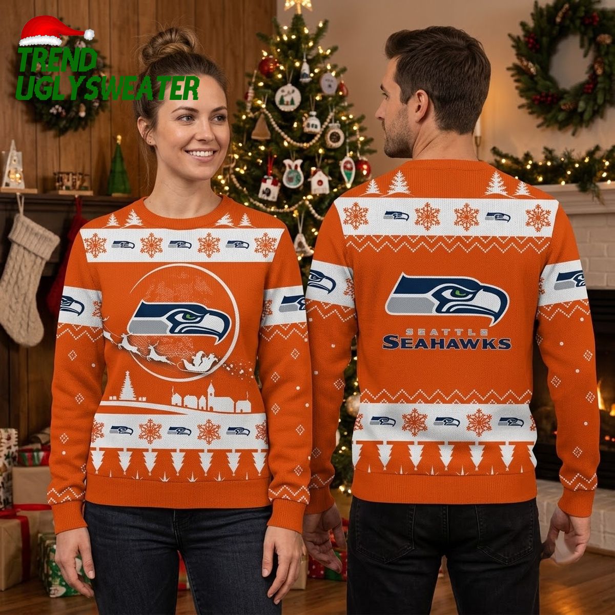 personalized seattle seahawks custom name snowflake ugly christmas sweater personalized seattle seahawks custom name snowflake ugly christmas sweater