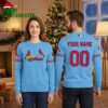 Personalized St. Louis Cardinals Two Cardinals On Bat Custom Name And Number Ugly Christmas Sweater 1 personalized st louis cardinals two cardinals on bat custom name and number ugly christmas
