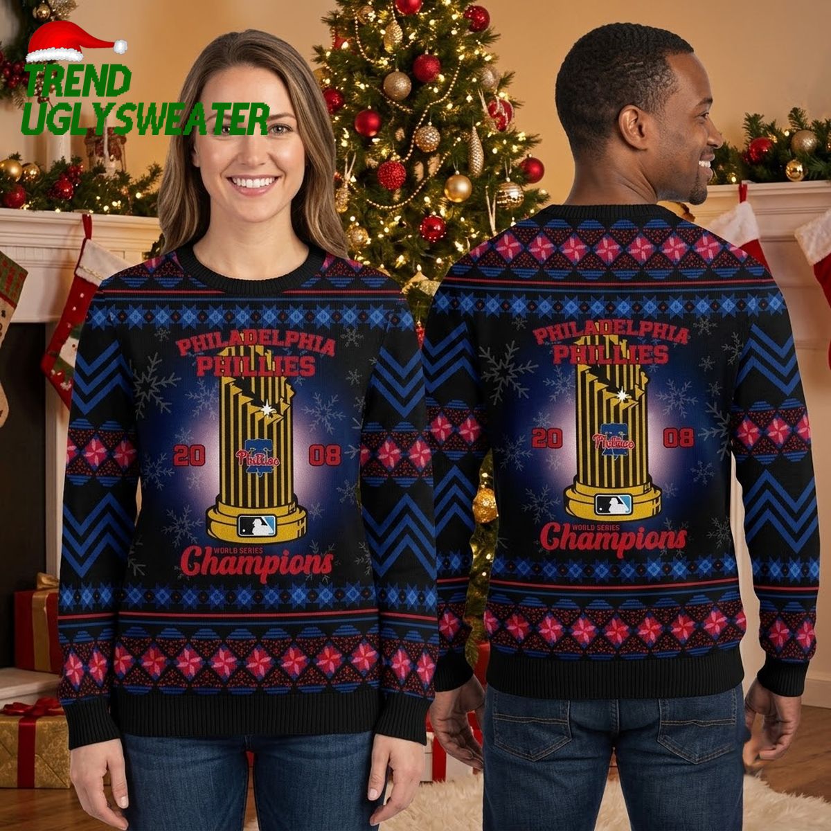 philadelphia phillies 2008 world series trophy ugly christmas sweater philadelphia phillies 2008 world series trophy ugly christmas sweater