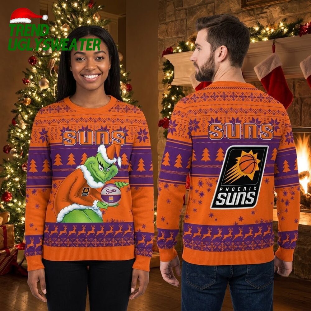 phoenix suns grinch playing basketball ugly christmas sweater