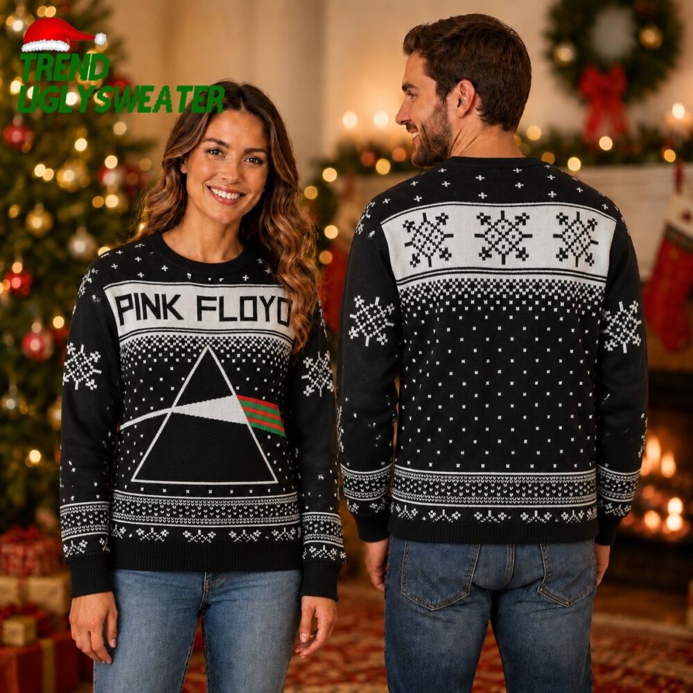 pink floyd black and white classic prism with christmas color beam gift for fan knitted ug