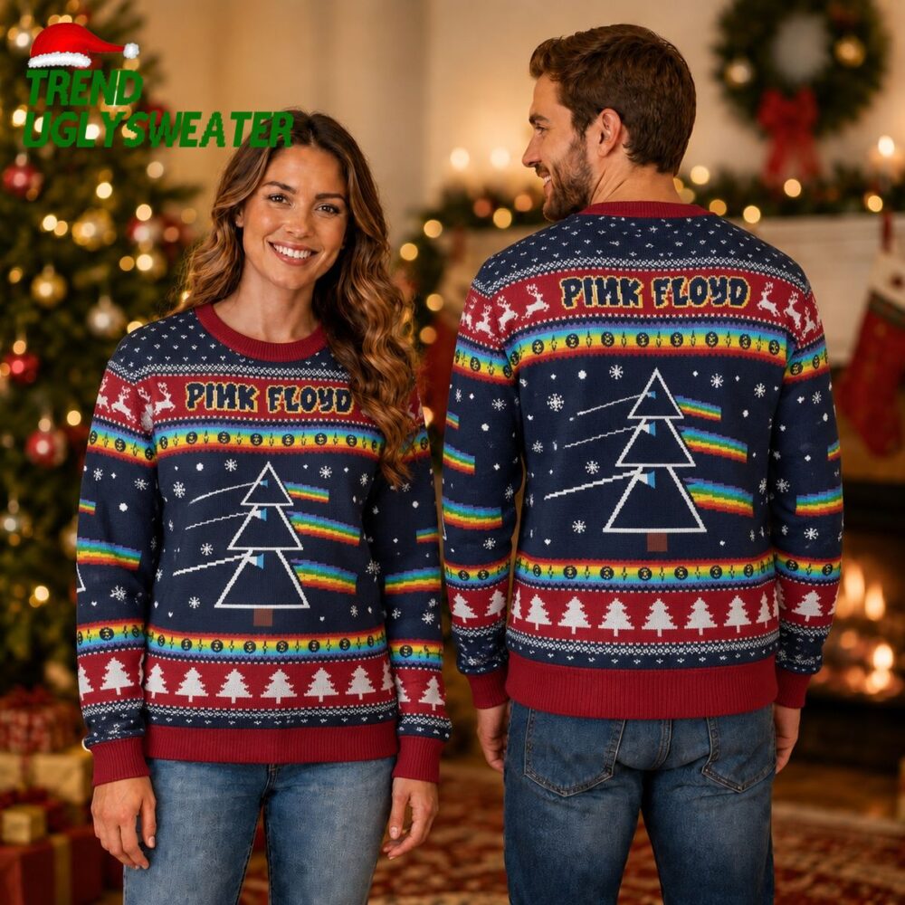 pink floyd dark side of the moon christmas tree prism design 2026 knitted ugly christmas s