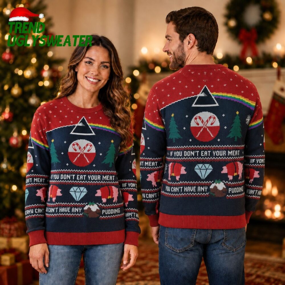 pink floyd if you dont eat your meat christmas design gift for fan knitted ugly christmas