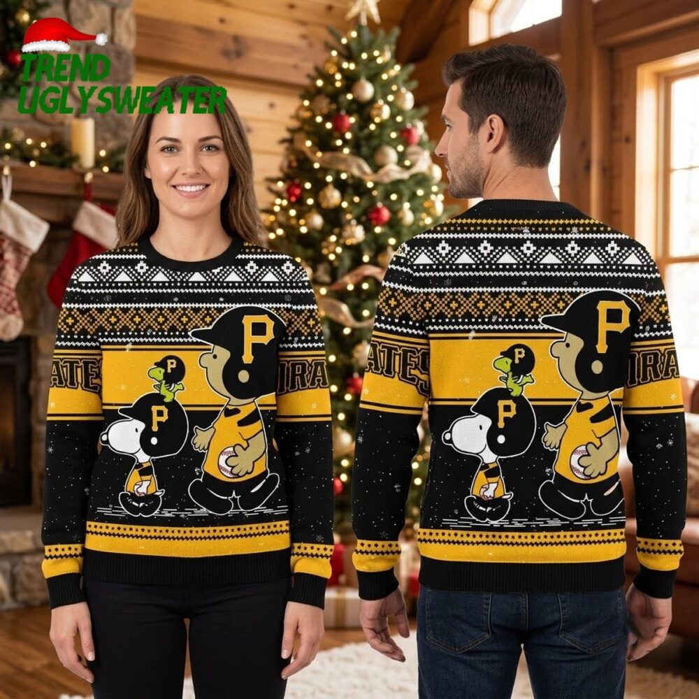 pittsburgh pirates cartoon characters and logo ugly christmas sweater