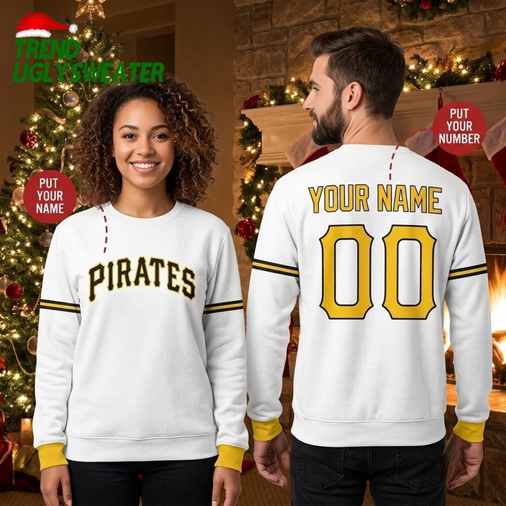 pittsburgh pirates custom name and number ugly christmas sweater