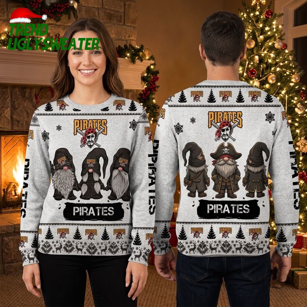pittsburgh pirates gnome trio christmas ugly christmas sweater pittsburgh pirates gnome trio christmas ugly christmas sweater
