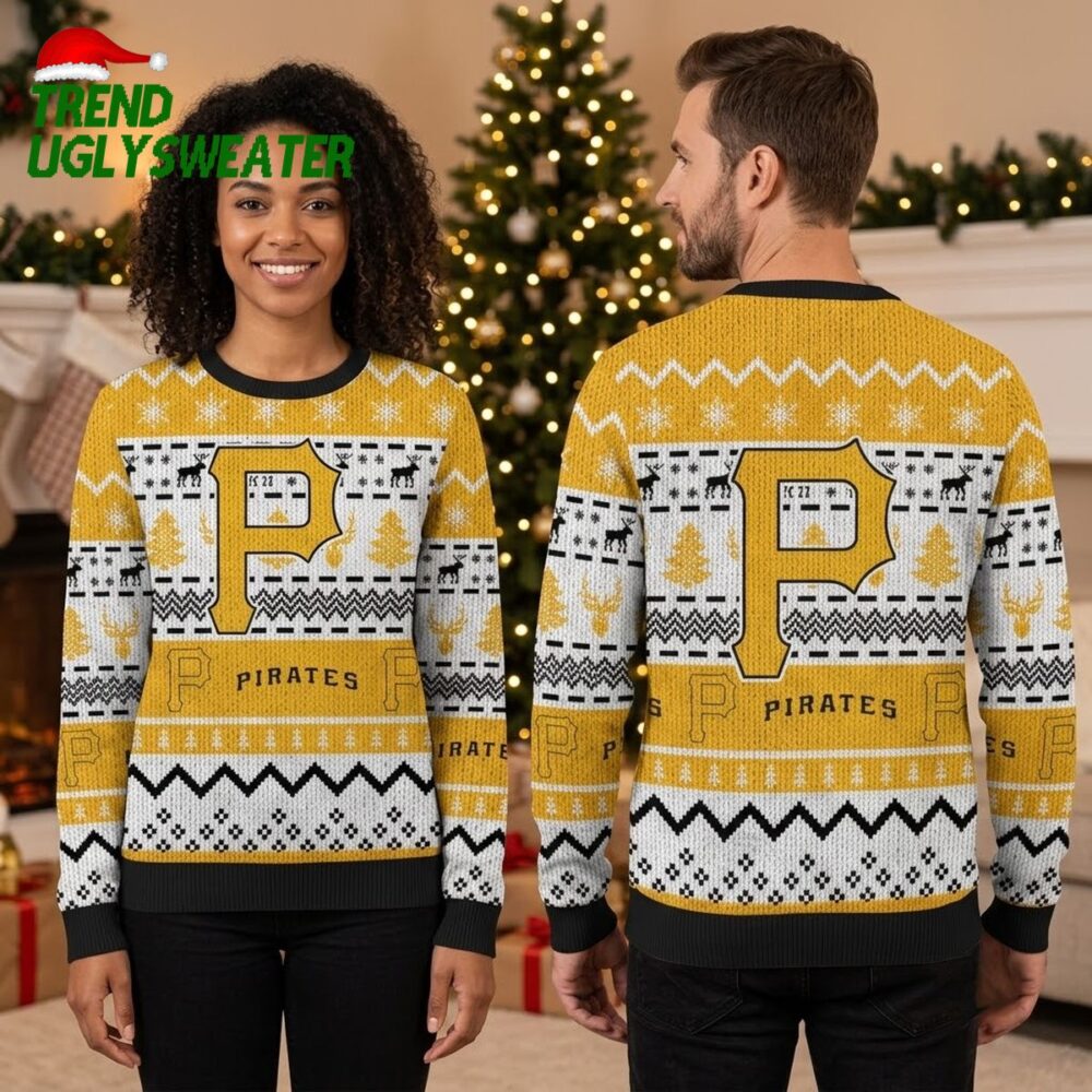 pittsburgh pirates reindeer pattern ugly christmas sweater