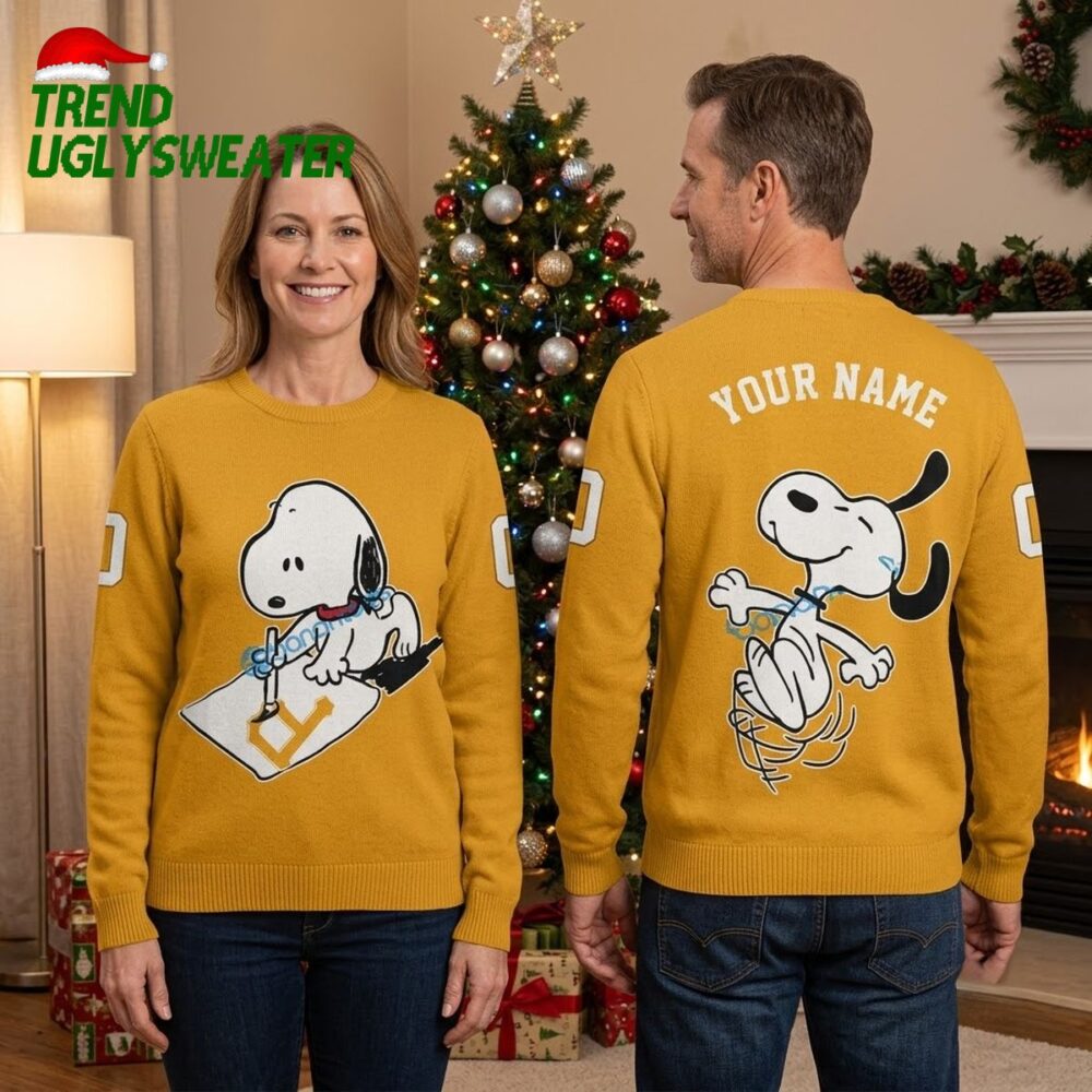 pittsburgh pirates snoopy hockey custom name and number ugly christmas sweater