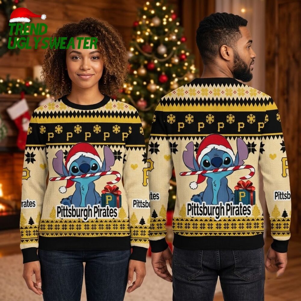 pittsburgh pirates stitch santa hat ugly christmas sweater