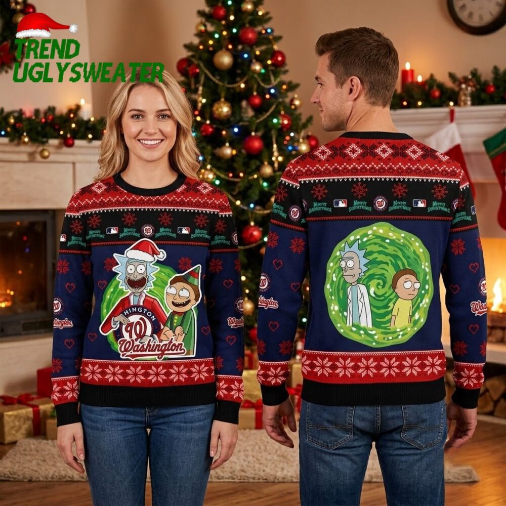 rick and morty washington nationals santa hat ugly christmas sweater