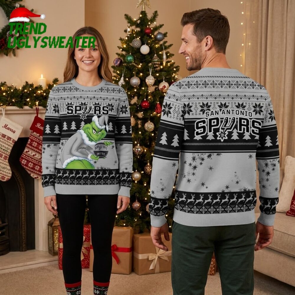 san antonio spurs grinch basketball ugly christmas sweater