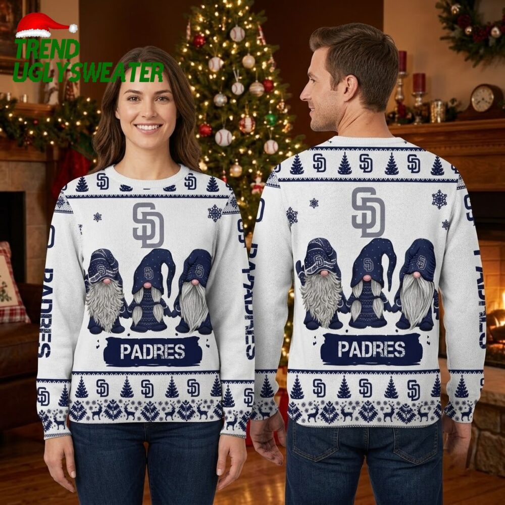 san diego padres christmas gnome trio ugly christmas sweater