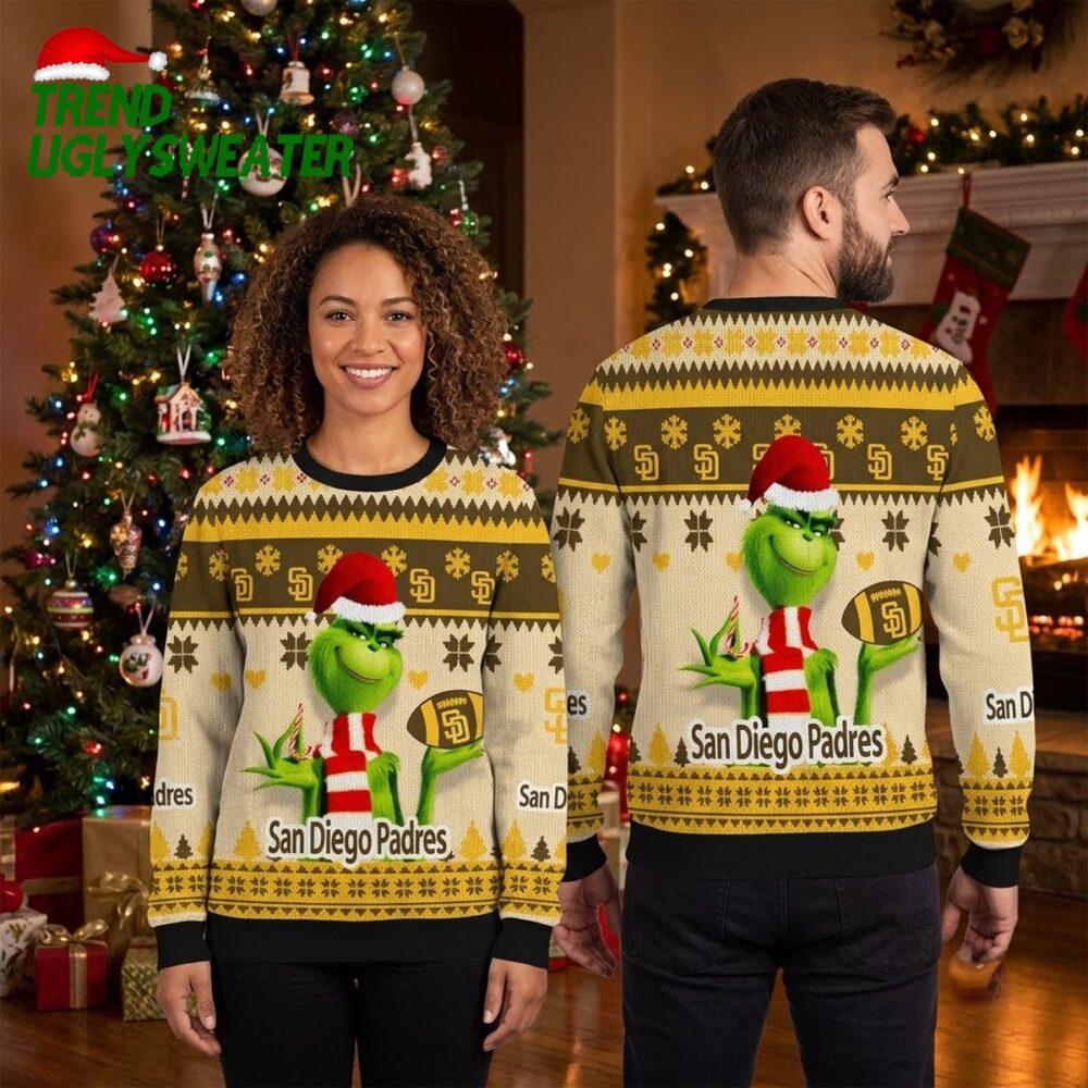 san diego padres grinch holding football ugly christmas sweater