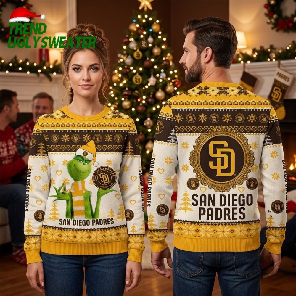 san diego padres grinch santa hat ugly christmas sweater