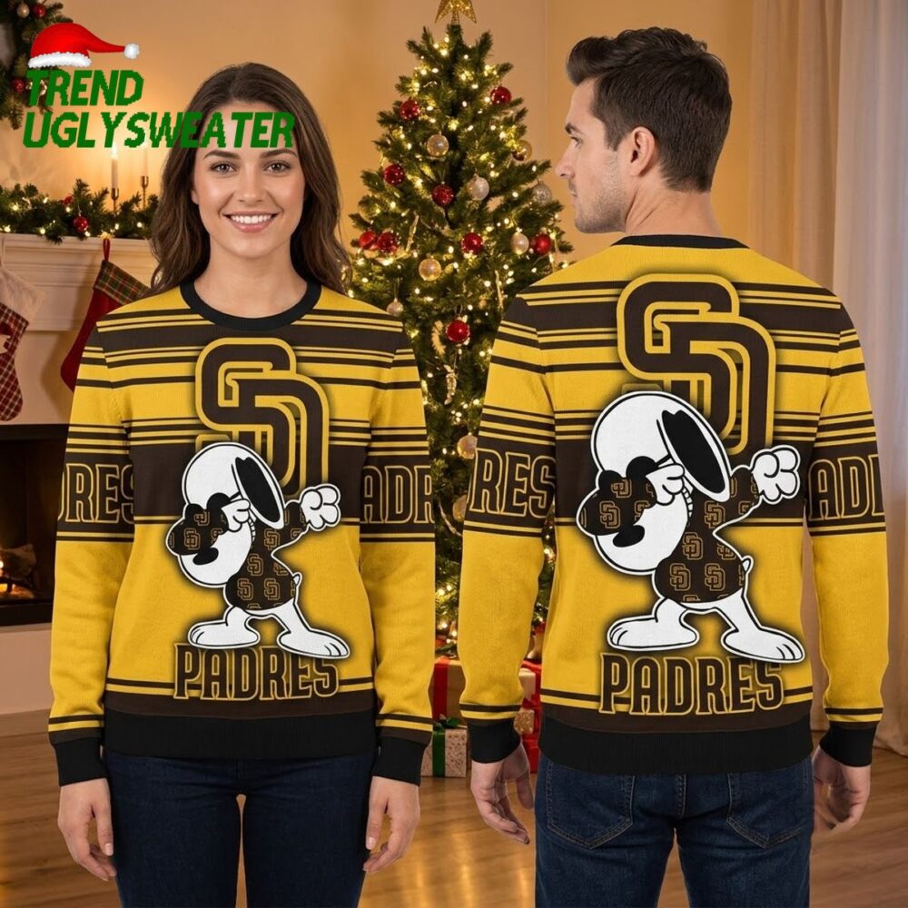 san diego padres snoopy dabbing ugly christmas sweater