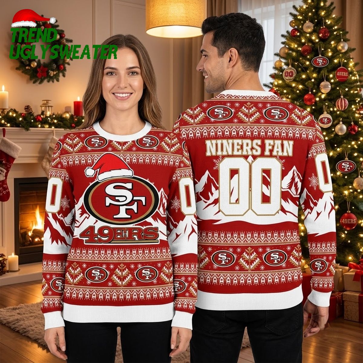 san francisco 49ers personalized custom name number ugly christmas sweater san francisco 49ers personalized custom name number ugly christmas sweater
