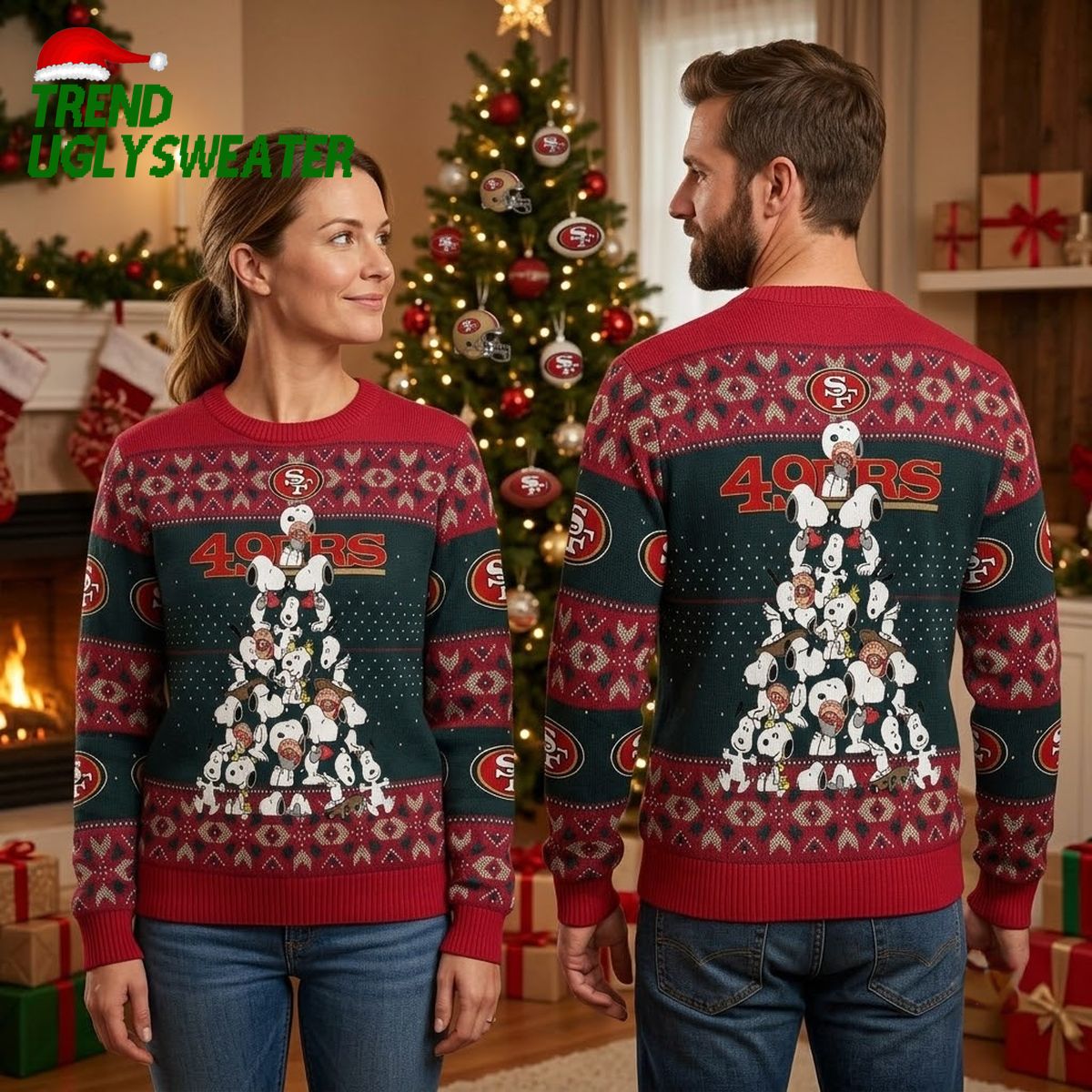 san francisco 49ers snoopy christmas tree ugly christmas sweater san francisco 49ers snoopy christmas tree ugly christmas sweater