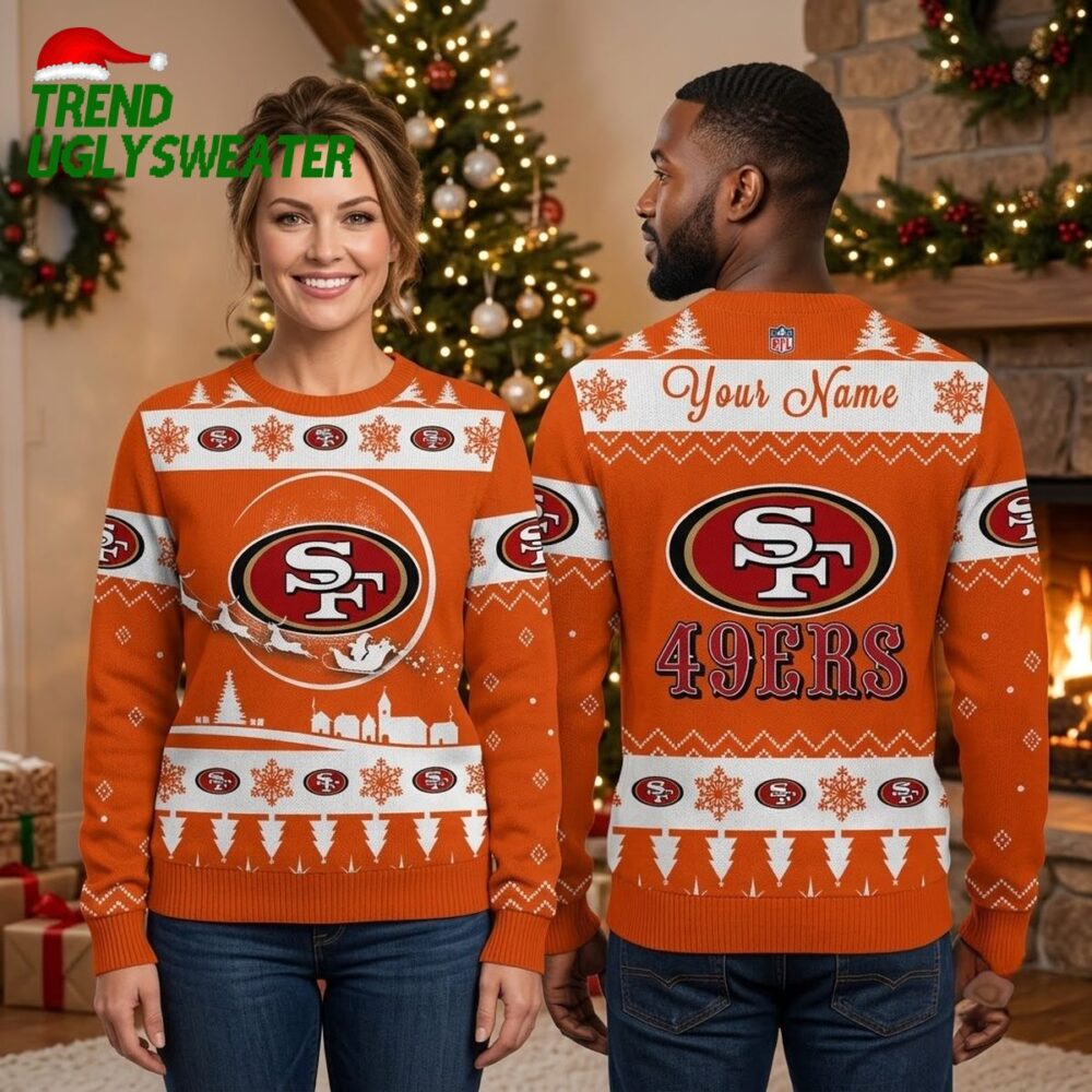 san francisco 49ers snowflake logo ugly christmas sweater