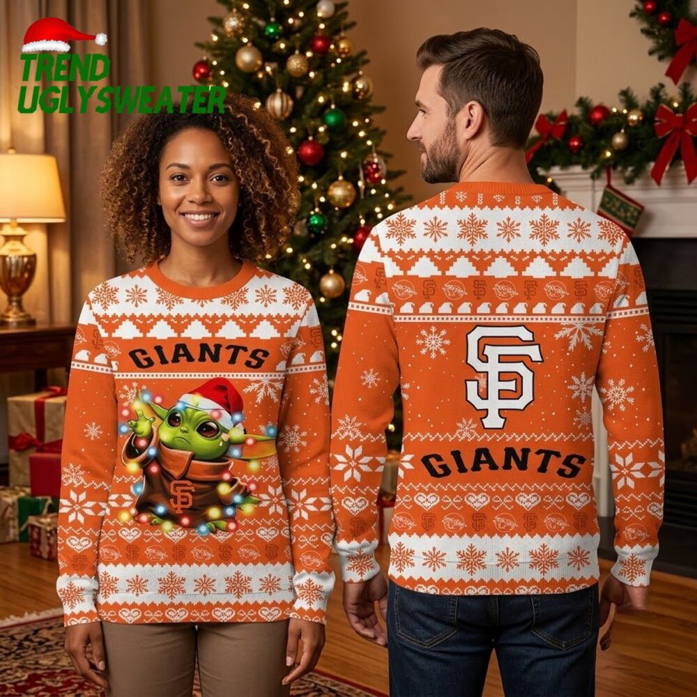 san francisco giants baby yoda christmas lights ugly christmas sweater