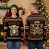 san francisco giants baby yoda holding baseball black and tan ugly christmas sweater