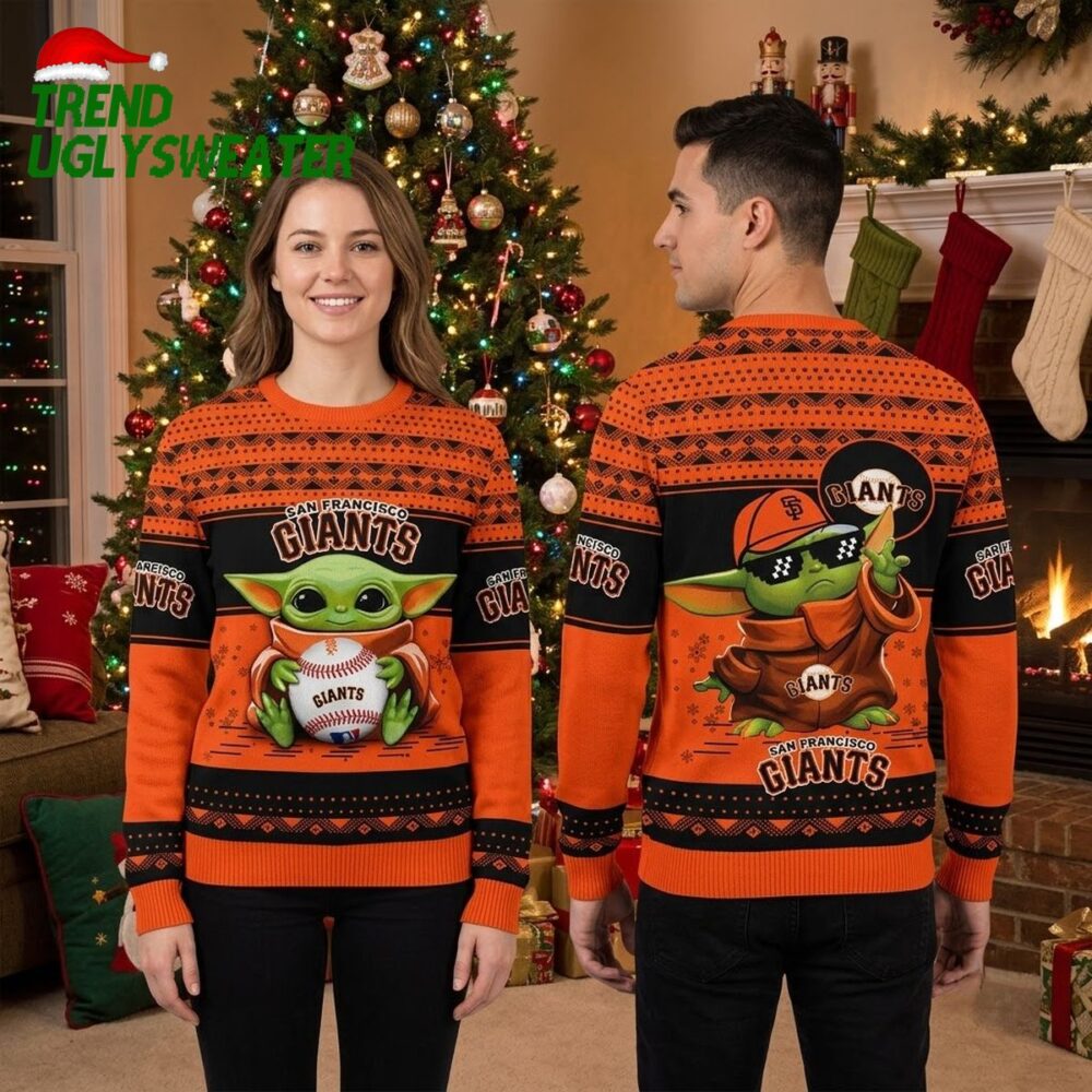 san francisco giants baby yoda holding baseball ugly christmas sweater