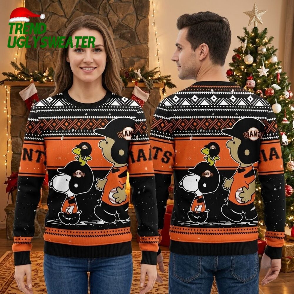 san francisco giants cartoon baseball players ugly christmas sweater