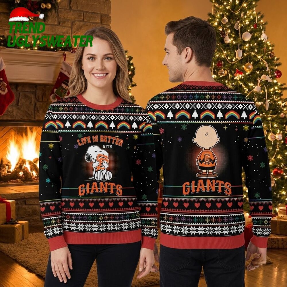 san francisco giants snoopy life is better with giants ugly christmas sweater
