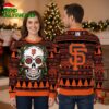 san francisco giants sugar skull with flowers ugly christmas sweater