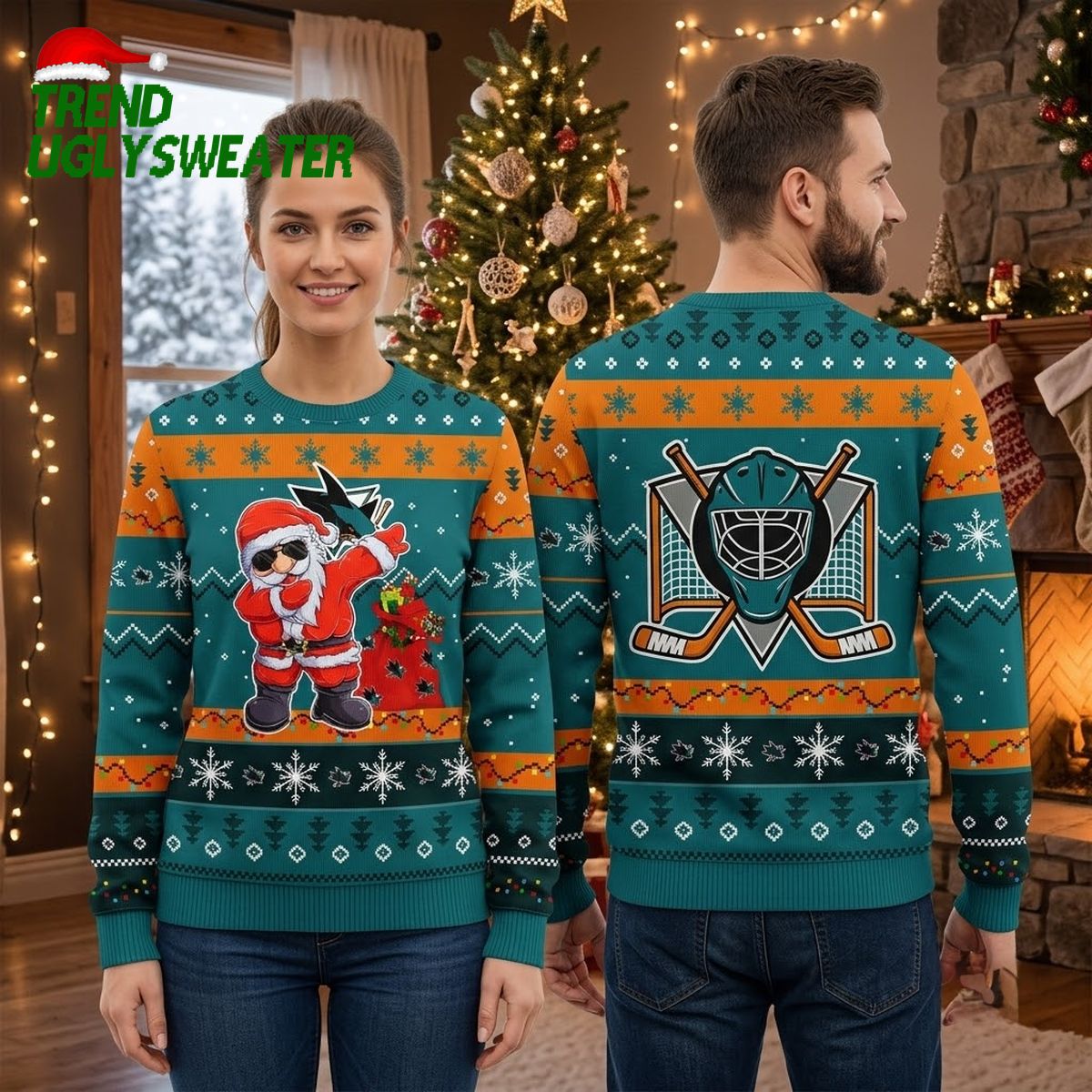 san jose sharks dabbing santa claus ugly christmas sweater san jose sharks dabbing santa claus ugly christmas sweater