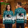 San Jose Sharks Santa Hat Logo And Hockey Sticks Ugly Christmas Sweater 2 san jose sharks santa hat logo and hockey sticks ugly christmas sweater