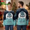 Seattle Kraken Logo Santa Sleigh Custom Name Ugly Christmas Sweater 2 seattle kraken logo santa sleigh custom name ugly christmas sweater
