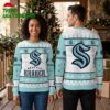 seattle kraken logo snowflake pattern ugly christmas sweater