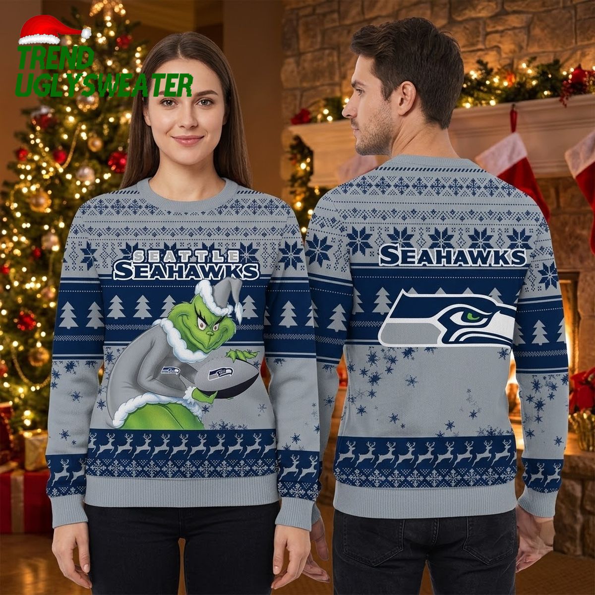 seattle seahawks grinch stealing football ugly christmas sweater seattle seahawks grinch stealing football ugly christmas sweater