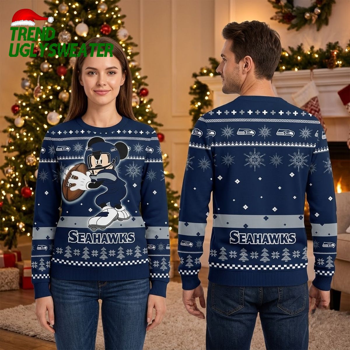 seattle seahawks mickey mouse football ugly christmas sweater seattle seahawks mickey mouse football ugly christmas sweater